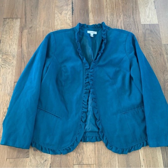 Dress barn Blue Ruffle Front Blazer Size 18/20 - Picture 9 of 11
